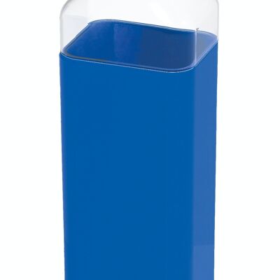 QUOKKA SQUARE GLASS BOTTLE WITH SILICONE SLEEVE STORM AZURE 700 ML