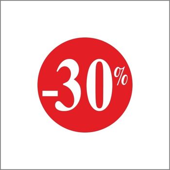 étiquettes de pourcentage de remise | -30% | rouleau de 500 pièces