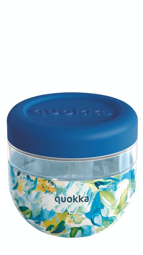 QUOKKA RECIPIENTE COMIDA MS CON FUNDA DE SILICONA BLUE PEONIES 770 ML