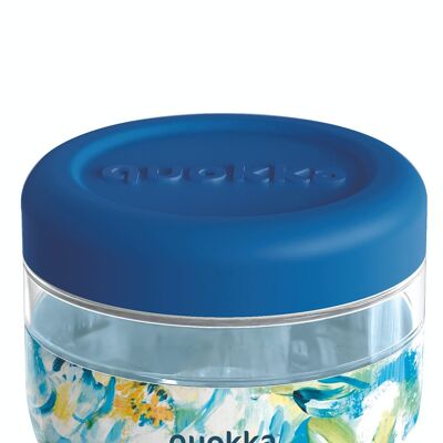 QUOKKA RECIPIENTE COMIDA MS CON FUNDA DE SILICONA BLUE PEONIES 770 ML