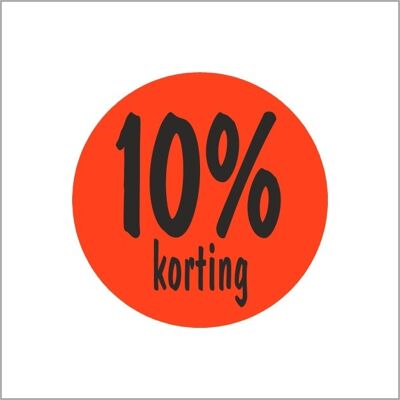 Rabattprozentsatzetiketten | -10 % | Rolle mit 500 Stück