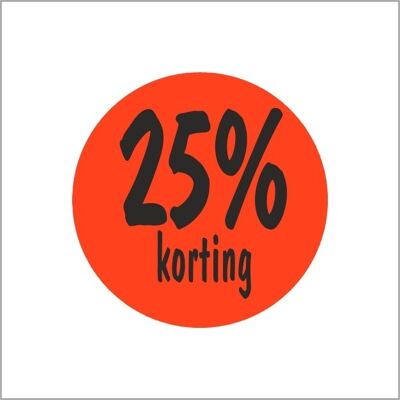 korting percentage etiketten | -25% | rol van 500 stuks