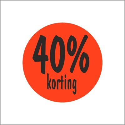 Rabattprozentsatzetiketten | -40% | Rolle mit 500 Stück