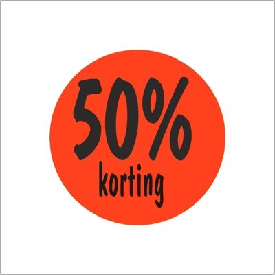 discount percentage labels | -50% | roll of 500 pieces