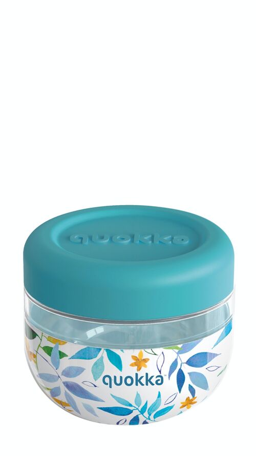 QUOKKA RECIPIENTE COMIDA MS CON FUNDA DE SILICONA WATERCOLOR LEAVES 500 ML