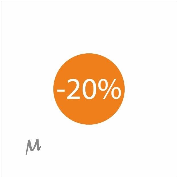 etichette percentuali di sconto | -20%| rotolo da 500 pezzi