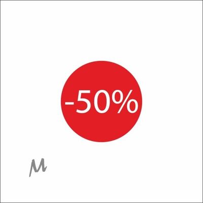 discount percentage labels | -50% | roll of 500 pieces