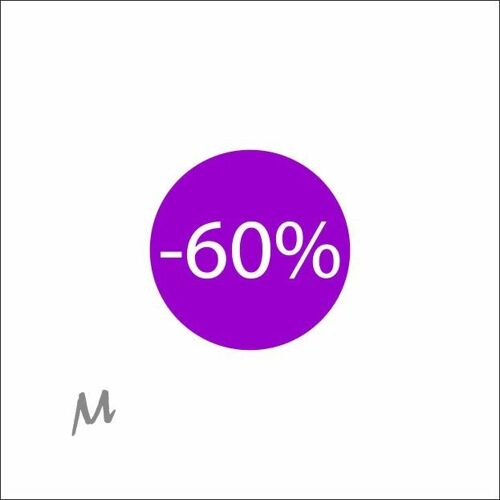 discount percentage labels | -60% | roll of 500 pieces