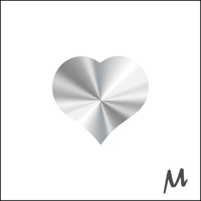 etiquetas de corazón - plata | rollo de 500 piezas