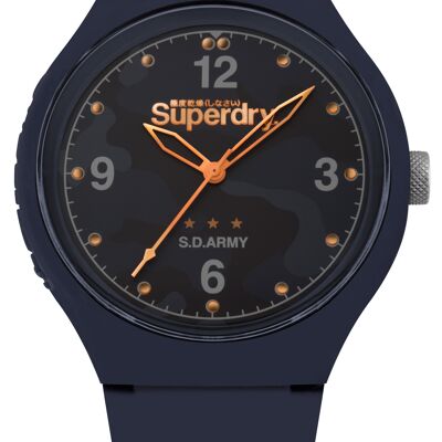 Superdry Reloj Analógico para Hombre SYG254U - Correa de Silicona - Urban Camo Flash