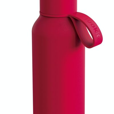 QUOKKA SOLID STAINLESS STEEL THERMOS BOTTLE WITH HANGER CHERRY RED 510 ML