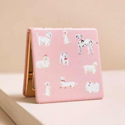 Pink Dog Print Compact Mirror