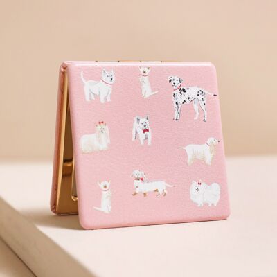 Taschenspiegel mit rosa Hundemotiv