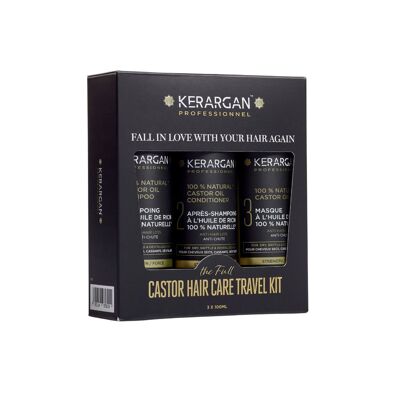 Kerargan - Kit da viaggio anticaduta olio di ricino - 3x100 ml