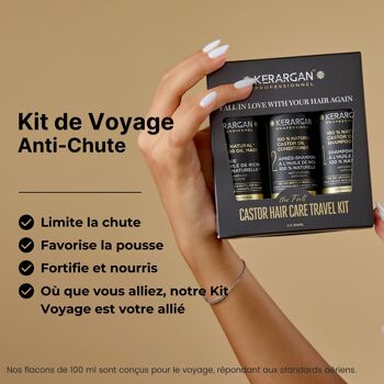 Kerargan - Kit de Voyage Anti-Chute à Huile de Ricin - 3x100ml 3