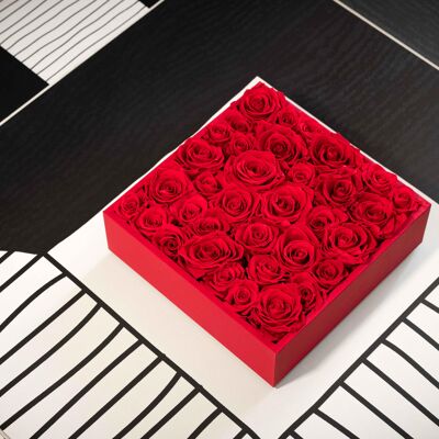 Caja de flores preservadas - Objeto decorativo floral - Caja Roja Talla L