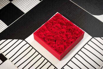 Coffret de fleurs préservées - Objet de décoration florale - Boite Rouge Taille L 1