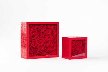 Coffret de fleurs préservées - Objet de décoration florale - Boite Rouge Taille L 2
