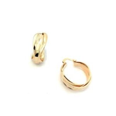 TRIPLE CROSSED gold plated hoop earrings 27MM