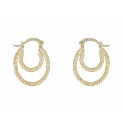 23MM DOUBLE STRIPED gold plated hoop earrings