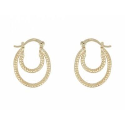 Orecchini a cerchio placcati oro 23MM DOUBLE STRIPED