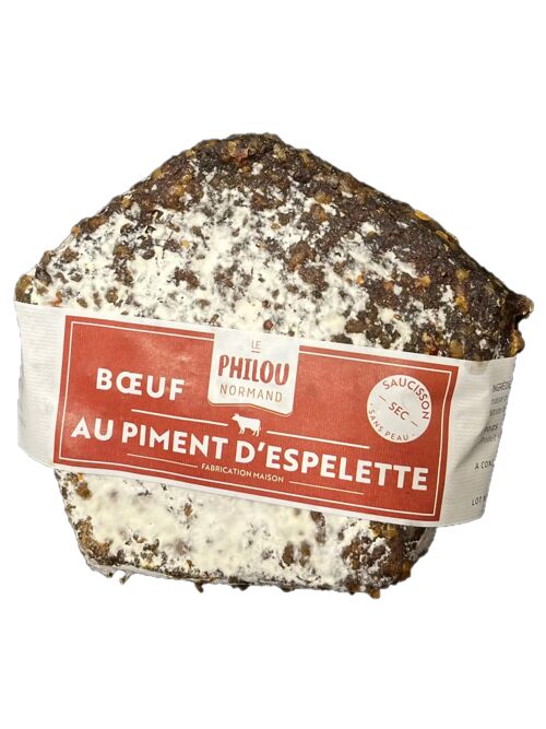 Saucisson sec au Bœuf (sans peau) au Piment d’Espelette