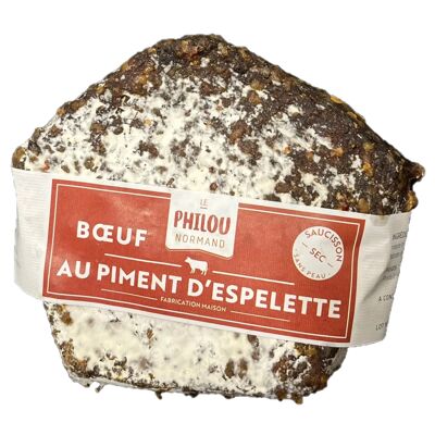 Saucisson sec au Bœuf (sans peau) au Piment d’Espelette