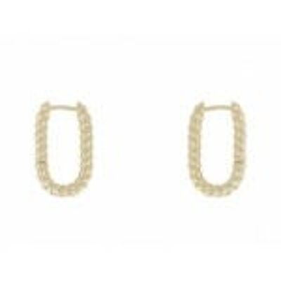 Hoop earrings gold plated OVAL STRIE 23MM