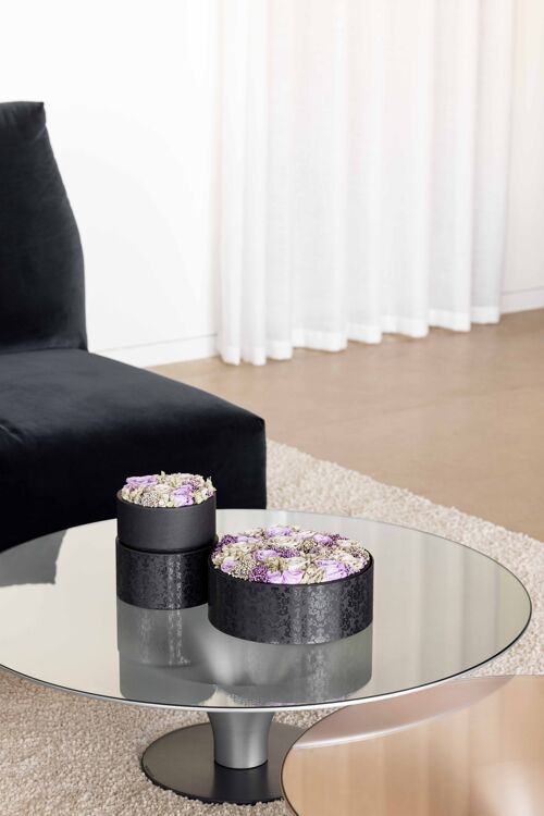 Coffret de fleurs préservées - Objet de décoration florale - Boite Noire Taille L