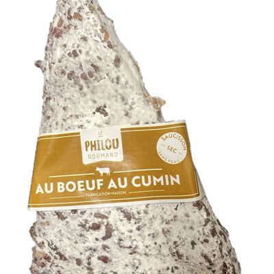 Saucisson sec au bœuf Français (sans peau) au cumin