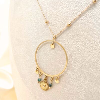 Long necklace with round pendant