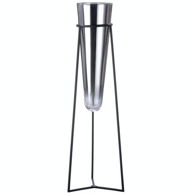 Glass vase with metal stand "Future"