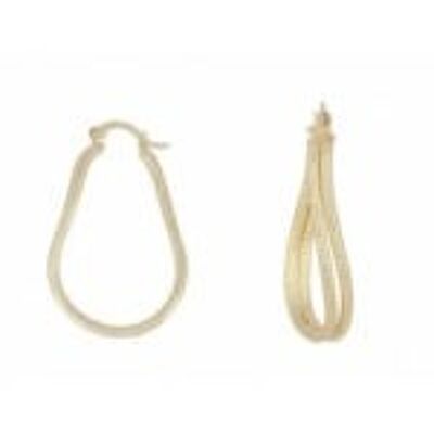 40MM Gold Plated BIG STRIATED DROP Hoop Earrings