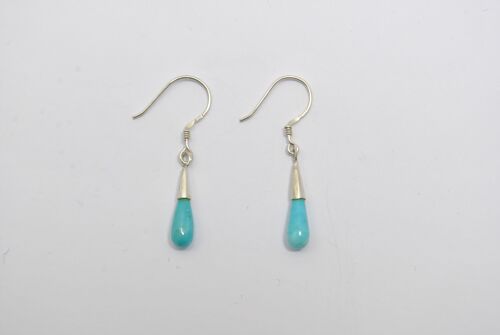 Boucles d'oreilles goutte en argent 925 et turquoise naturelle