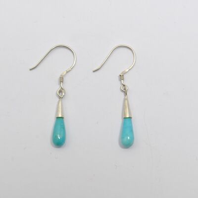 Boucles d'oreilles goutte en argent 925 et turquoise naturelle