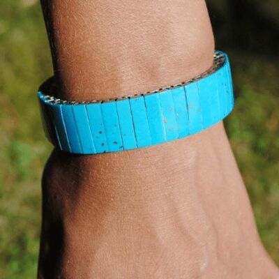 Stretch bracelet in turquoise and steel