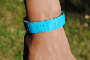 Bracelet extensible en turquoise et acier 1