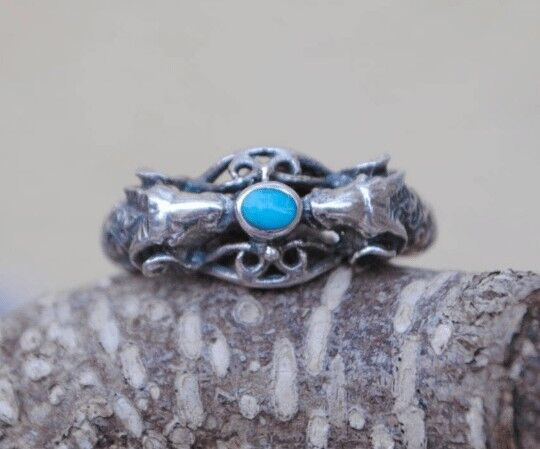 Widderring in 925er Silber und Türkis