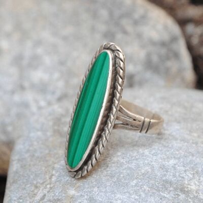 Anello in malachite e argento 925