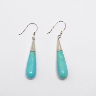 Drop earrings in 925 silver and natural turquoise