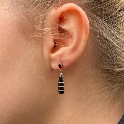 Onyx and 925 silver earrings