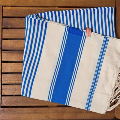 Sea blue striped beach towel