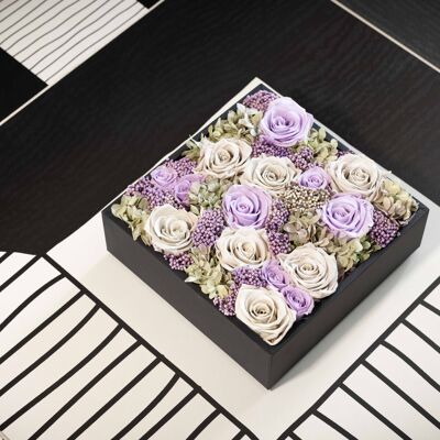Coffret de fleurs préservées - Objet de décoration florale - Boite Noire Taille L
