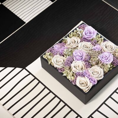 Coffret de fleurs préservées - Objet de décoration florale - Boite Noire Taille L