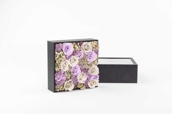 Coffret de fleurs préservées - Objet de décoration florale - Boite Noire Taille L 4