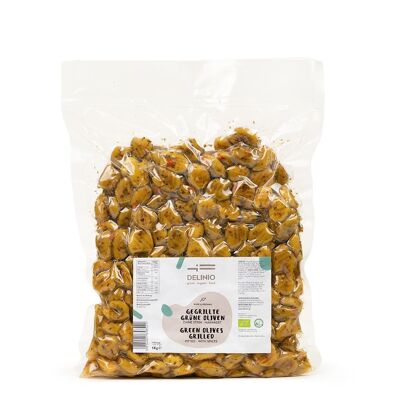 Gegrillte grüne Oliven, mariniert, Bio, 1 kg