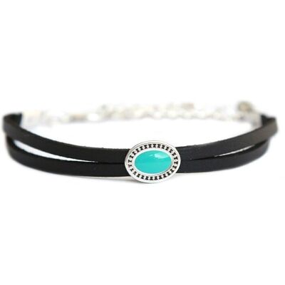 Bracelet estilo noir turquoise argent