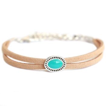 Bracelet estilo marron turquoise argent