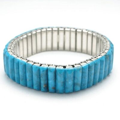 Stretch bracelet in natural turquoise and steel