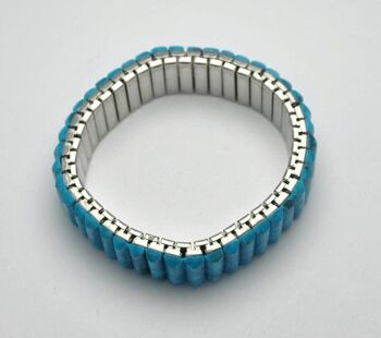 Bracelet extensible en turquoise naturelle et acier 3